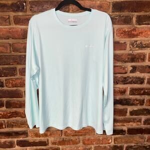 Columbia Aqua Blue Long Sleeve Graphic Omni-Shade Top Women's Size 2X